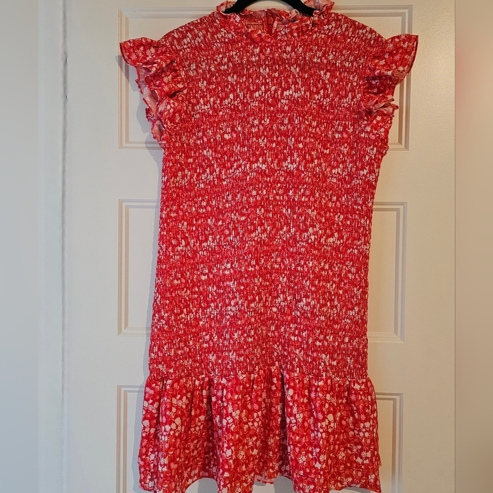 French Connection Women's Printed Ruffled Mini Dresd sz xl